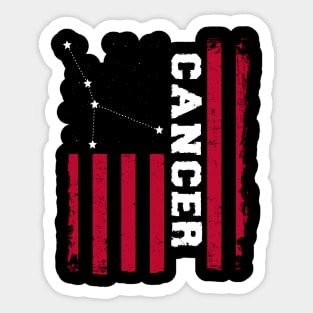 Cancer Zodiac Sign American Flag Birthday Horoscope Sticker